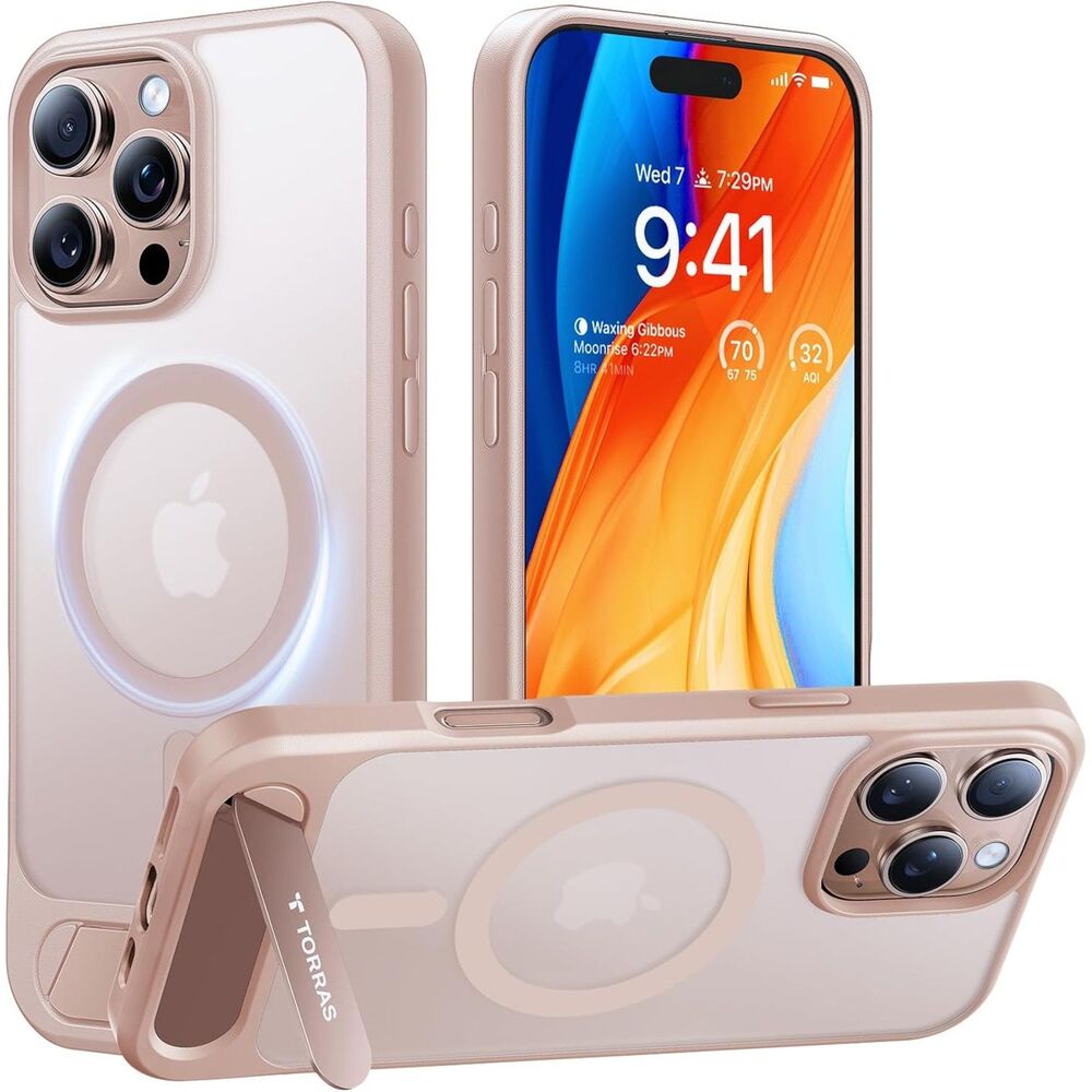 iPhone 16 Pro Max Case Translucent Natural Titanium Gold - MagSafe Kickstand